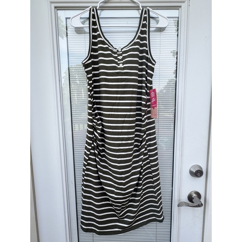 Heart & Hips Womens T Shirt Dress Green White Striped STRETCH Maternity Size XL